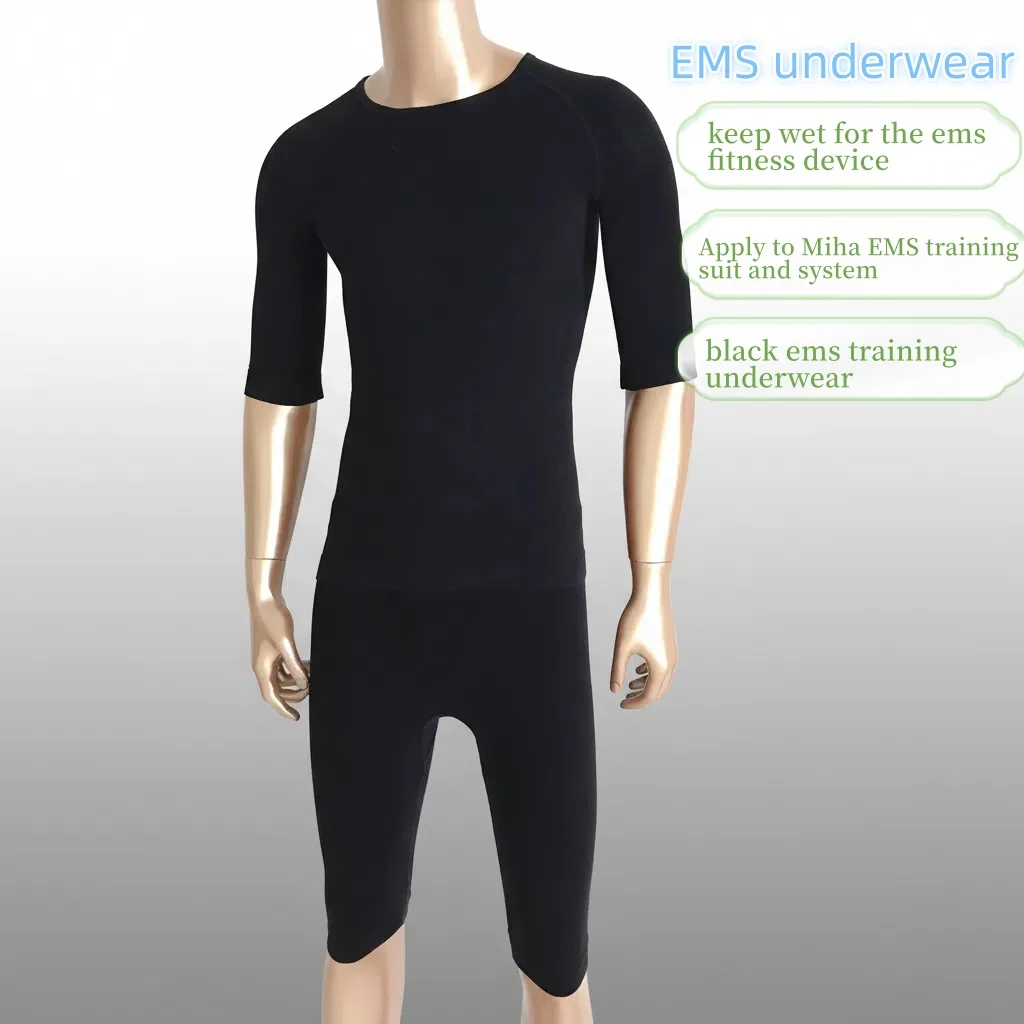 بدلة تدريب Miha Bodytec باللون الأسود ملابس داخلية للياقة البدنية والصالة الرياضية Roupa Miha Ems سروال تدريب Miha Body Ems طبقة أساسية