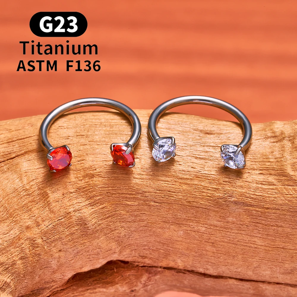 ASTM F136 Titanium 16/18/20G Horseshoe Nose Ring Internal Thread CZ Ear Cartilage Earring Tragus Daith Septum Piercing Jewelry