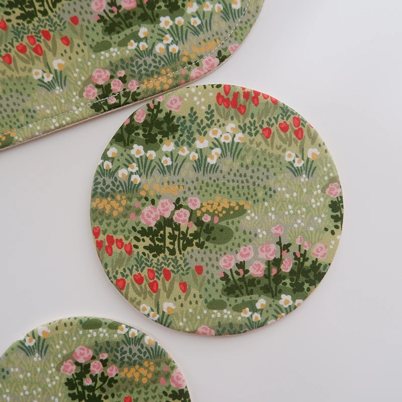 

Handmade Floral Cloth Coaster round Oval Tea Mat Dining Pad Cute Small Object Country Sle DIY Crt Home Fabric Accories