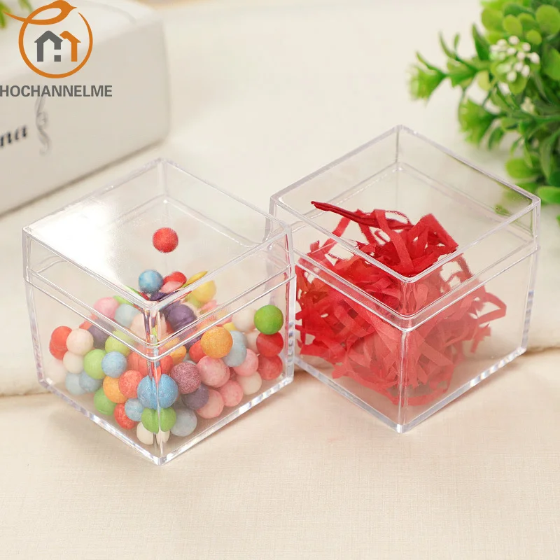 12 Pcs Transparent Plastic Food Packing Box 100ML Biscuit Candy Box With Cover Jewelry Storage Packing Box