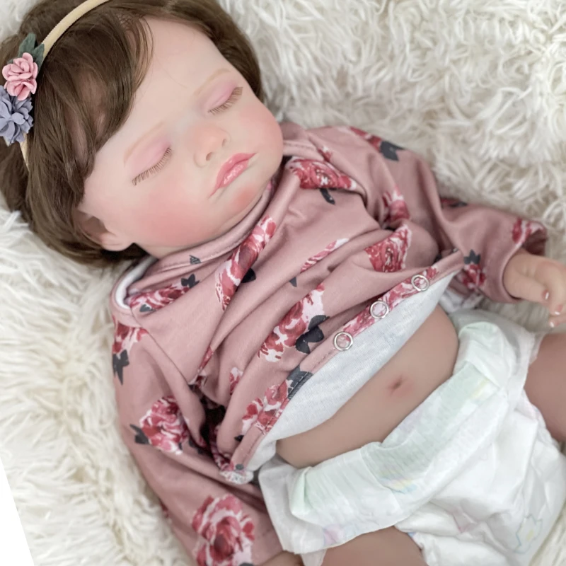 

19inch Full Body Vinyl Silicone Reborn Rosalie Newborn Dolls Sleeping Baby Handmade Painted Lifelike 3D Skin with Visible Veins