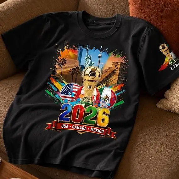 Personalisiertes Fußballtrikot mit Namen, USA Kanada Mexiko 2026 Spieltag-T-Shirt - Sommermode für Fußballfans, Individuelle Trophäe – Detail 7