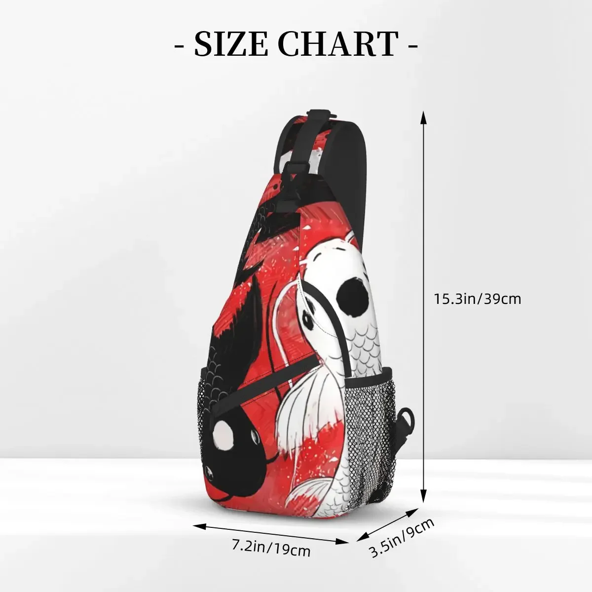 Koi Fish Yin Yang Crossbody Chest Bags Hip Hop Pockets Travel Pack Messenger Sports Teens Shoulder Bag Unisex