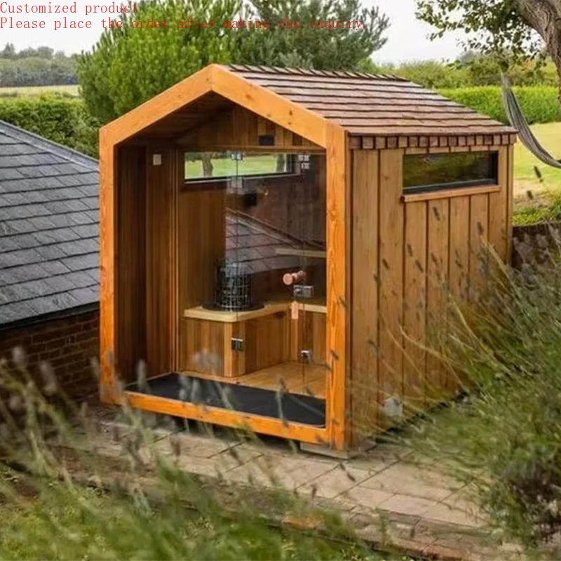 

Customization.Custom-Made Modern Luxury Red Cedar Wood Family Sauna Room Equipped with Infrared Steam for 2-4 People