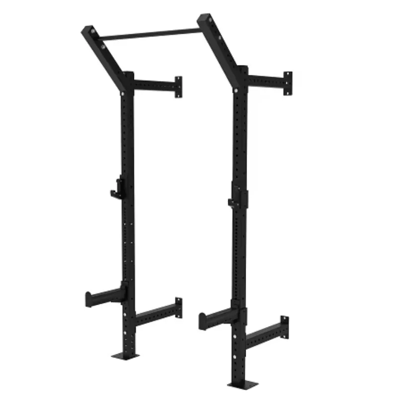 Wall-Mounted Foldable Power Rack - Space-Saving Fitness Equipment with Integrated Pull-Up Bar