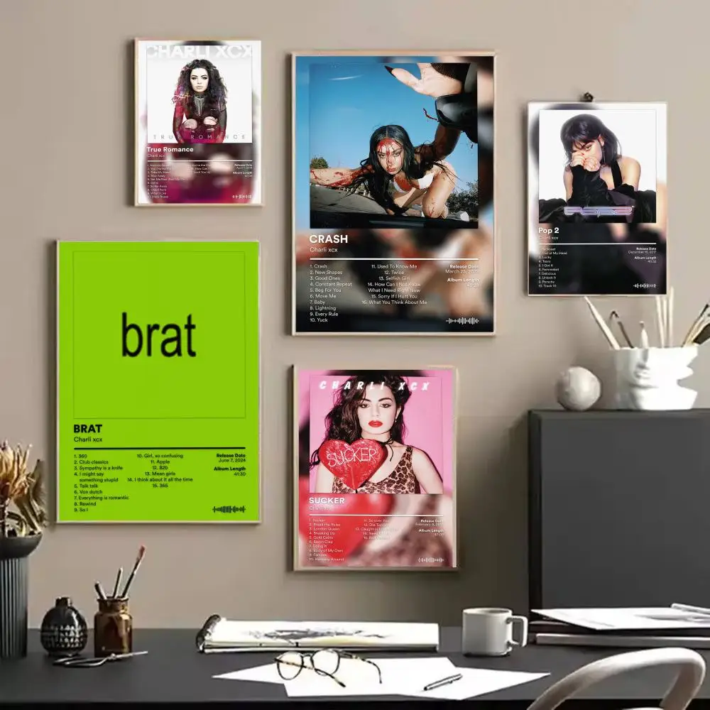 C-Charli X-Xcx Album Poster HD Wall Stickers Mural Self-Adhesive Decals Home Decor Bedroom & Living Room Gift Idea