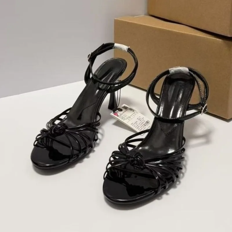 Summer High Heels Women Roman Sandals Open Toe Vintage Twisted Knot Ankle Strap Party Wedding Evening Date Ladies Dress Shoes image 4