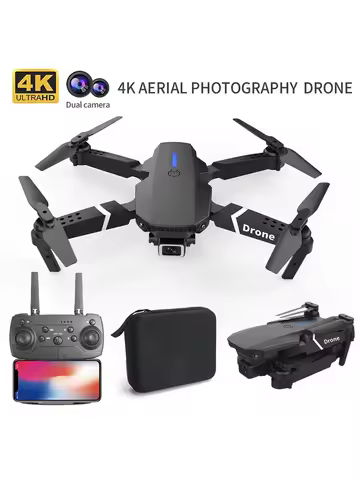 Professional Drone E88 4K Wide-Angle HD 1080P Camera WiFi FPV Height Hold Foldable RC Drone Quadrotor Helicopter Children's Toys