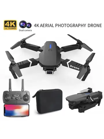 Professional Drone E88 4K Wide-Angle HD 1080P Camera WiFi FPV Height Hold Foldable RC Drone Quadrotor Helicopter Children's Toys