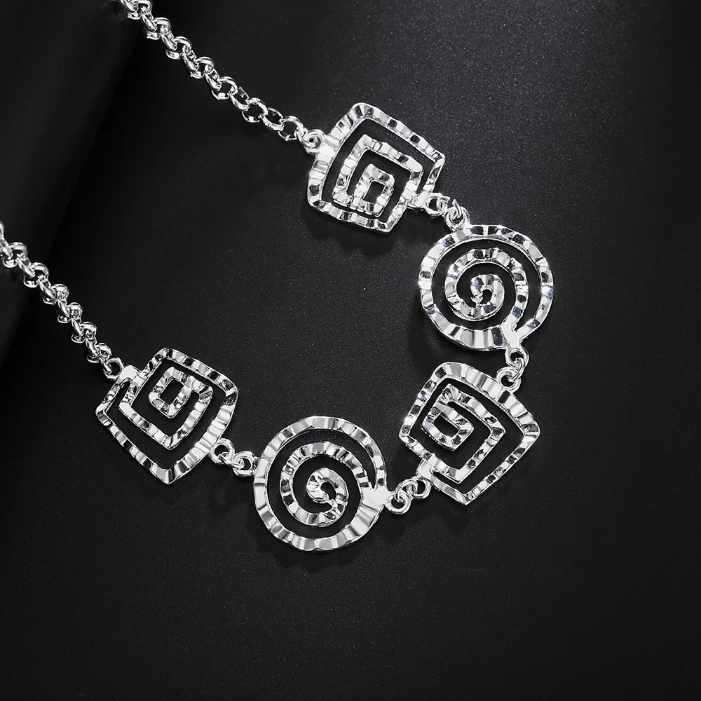 New Charms 925 Sterling Silver Jewelry Sets Fine Retro Thread Earrings Neckalce for Women Fashion Custom Party Wedding  Gifts