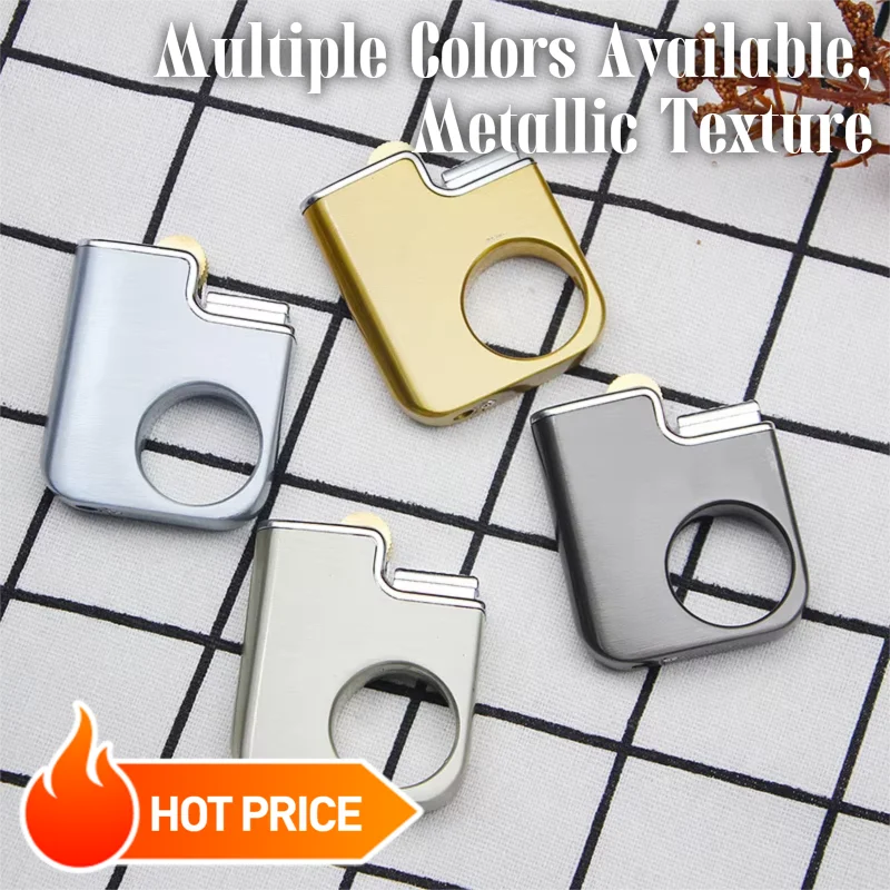 FCWHJ-310， Ring buckle, grinding wheel, open flame, circular hole, electroplating, inflation, creativity, play, gift, lighter