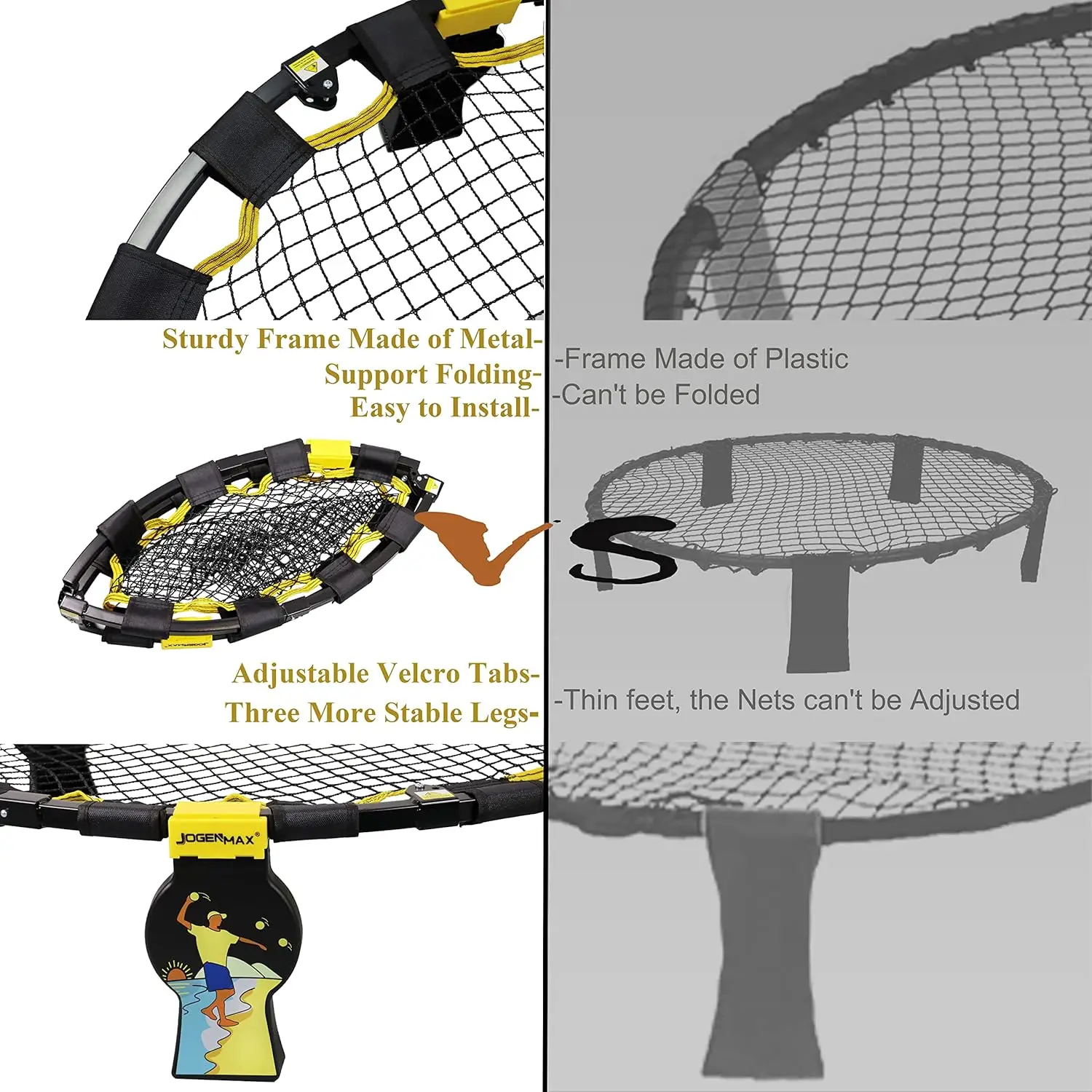 Fully Foldable Outdoor Game Set, Includes 3 Balls, Drawstring Bag, Suitable for Play on The Lawn, Yard, Beach, or Park.