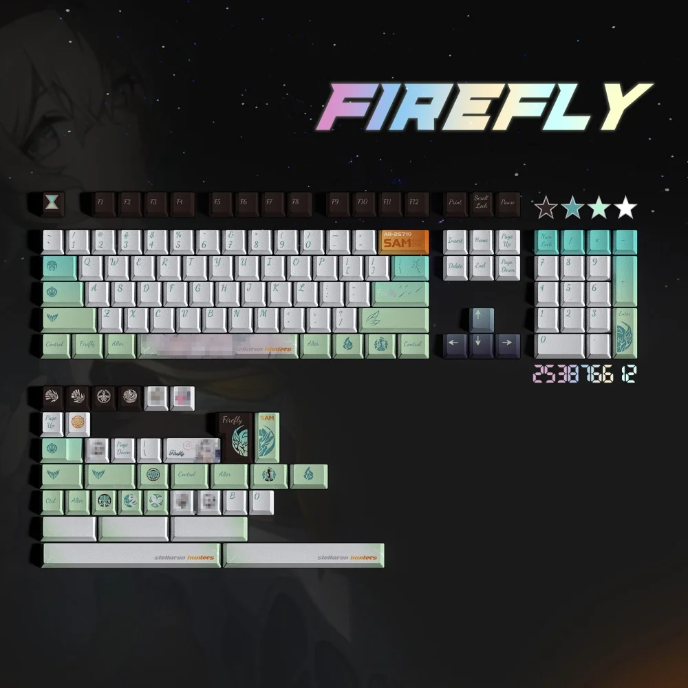 

140 Keys/Set Honkai: Star Rail Firefly PBT Keycaps Anime Games Beauty Girl Key caps Cherry Height for DIY Mechanical Keyboards