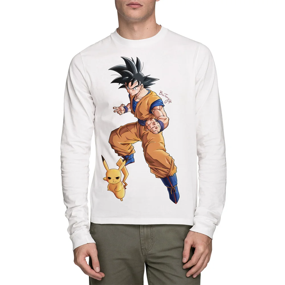 Männer Goku Harajuku Stil Vegeta High Street Drachen ball Z Anime Paar Outfit Fitness studio Langarm T-Shirt Mann Herbst T-Shirts