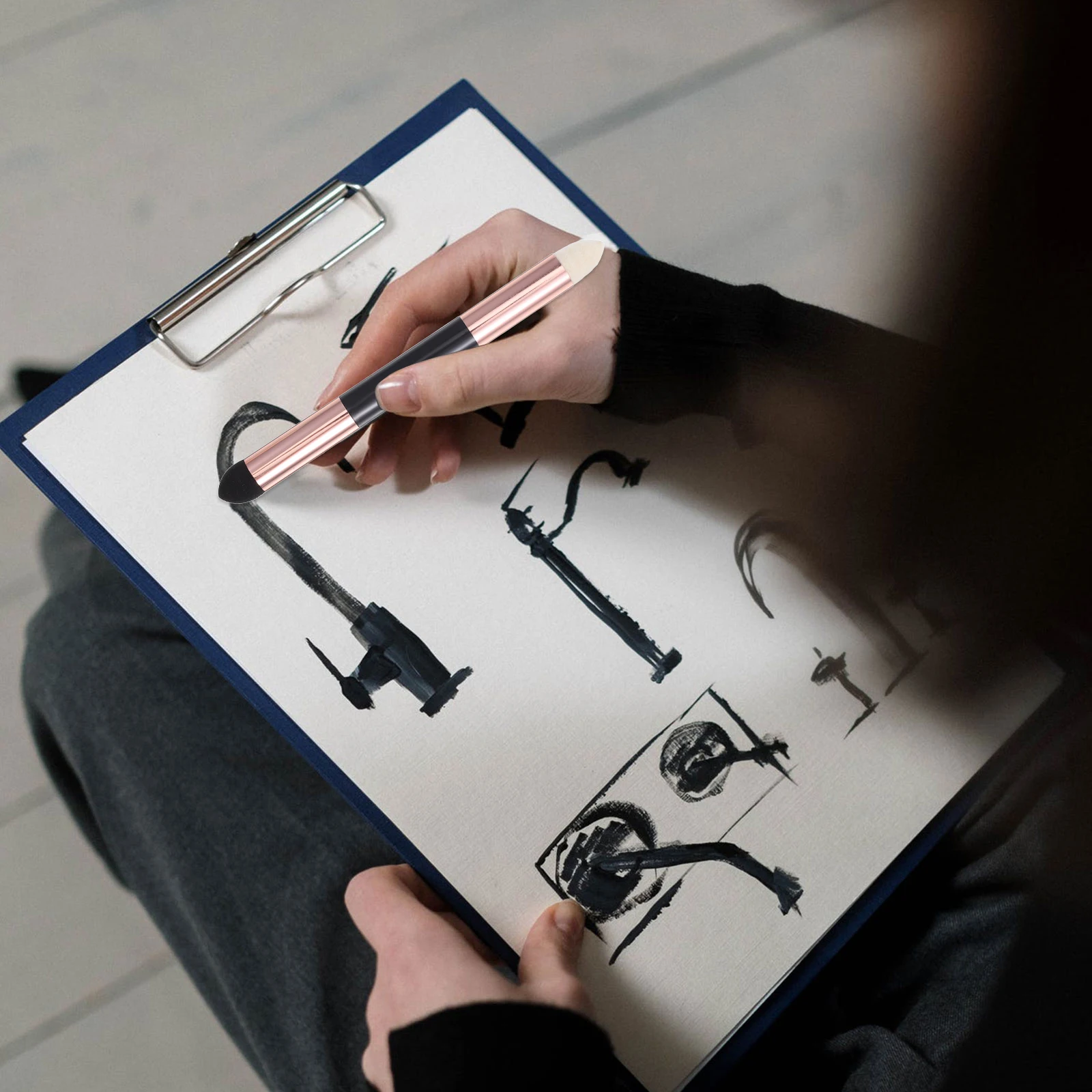 2pcs Sponge Brush Blending Stump Dual Head Drawing Tool Washable Reusable For Sketching Watercolor Oil Painting Art Blenders