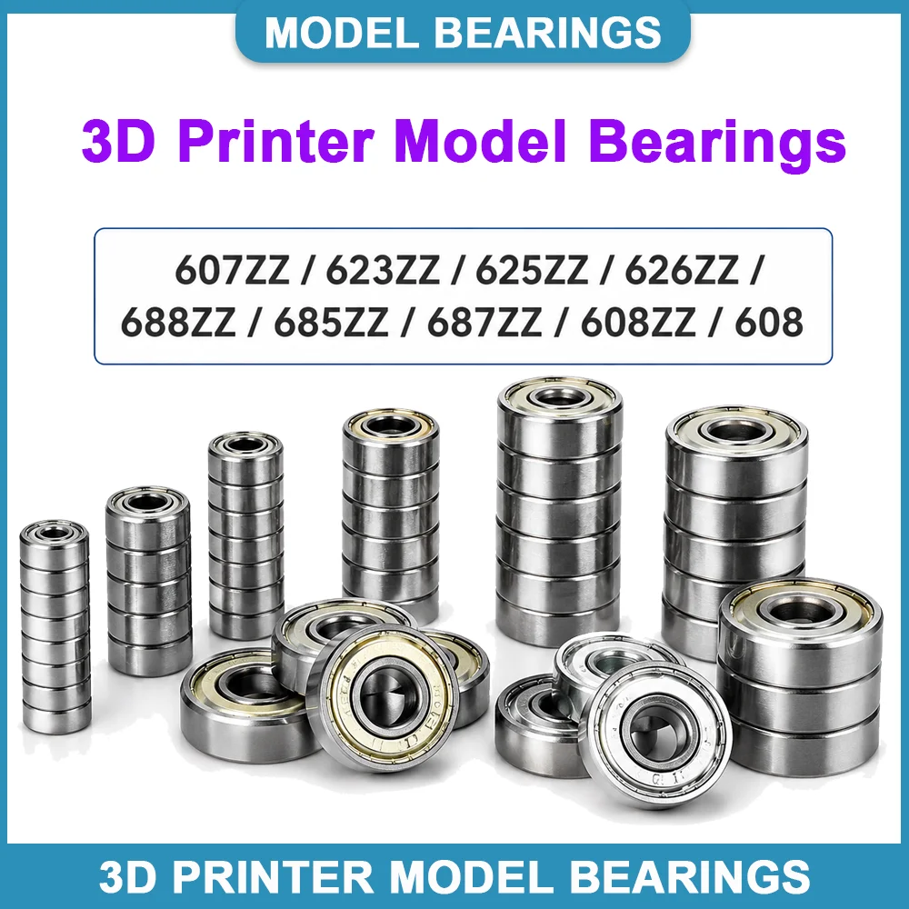 Roulements pour imprimante 3D 608ZZ 623ZZ 626ZZ 687ZZ 607ZZ, roulements à billes miniatures à gorge profonde en métal pour imprimante 3D et skateboard