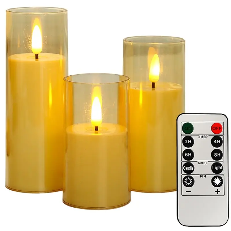 

Светодиодные свечи CQMF-Flamless Flickering Candles In PP, имитирующие мерцание, с пультом дистанционного управления и таймером для ужина, свадьбы, праздничного декора