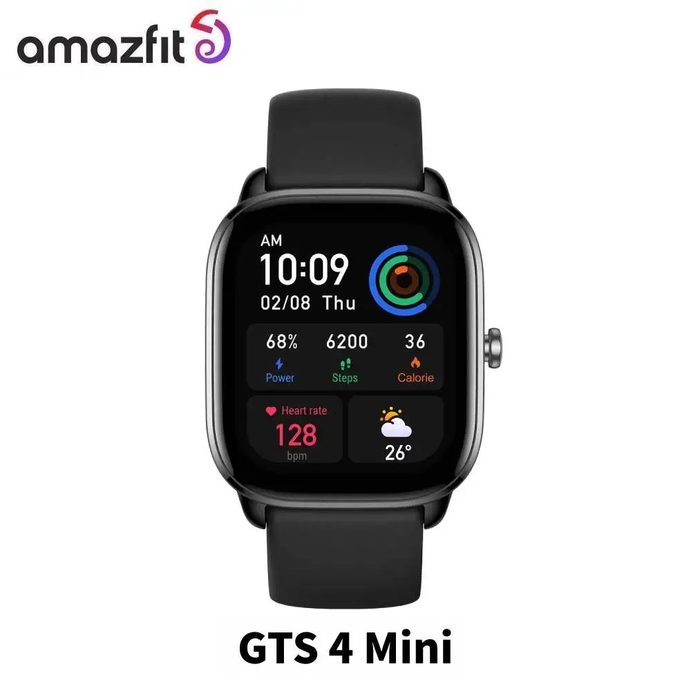 Novo Amazfit GTS 4 Mini Smartwatch mais de 120 modos esportivos Tela HD AMOLED de 1,65 "compatível com Android e iOS
