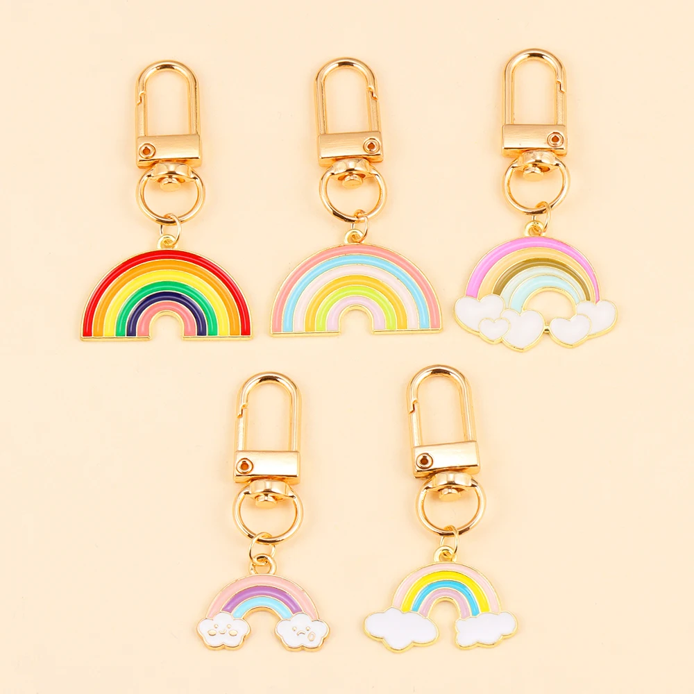 2Pcs Cute Rainbow Cloud Keychain Colorful Enamel Key Chains For Women Girls Handbag Car Key Accessorie Handmade Jewelry Gifts