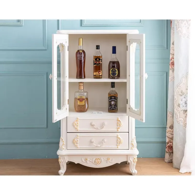 European luxury wine cabinet white locker ivory white dining side cabinet living room cabinet bookcase simple French side cabine