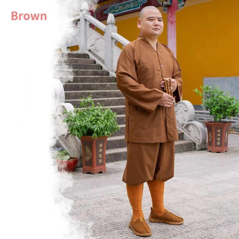الصيف الراهب رداء الغزل تنفس البوذية الراهب الملابس بلوزات وسراويل للبالغين الرجال التقليدية الصين Hombre معبد شاولين روبا