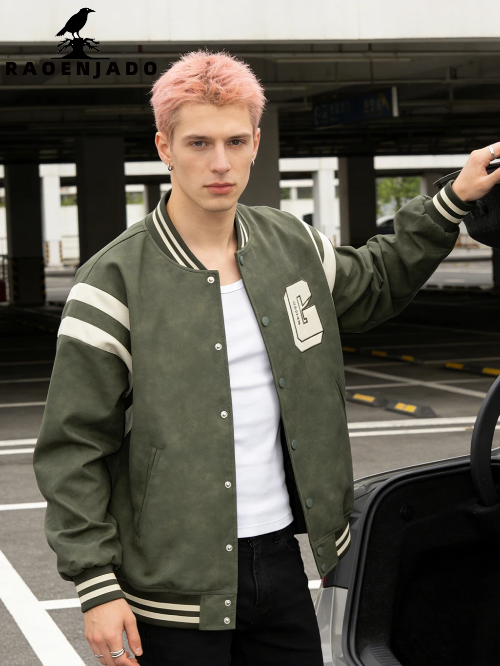 

Men's Faux Leather Baseball Jacket Casual Sporty Coat Retro Biker Varsity Outerwear Fine Embroidery Streetwear for Daily Wear