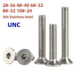 UNC US 2#-56 4#-40 6#-32 8#-32 10#-24 304 Stainless Steel Hex Hexagon Socket Flat Countersunk Head Screw Bolt