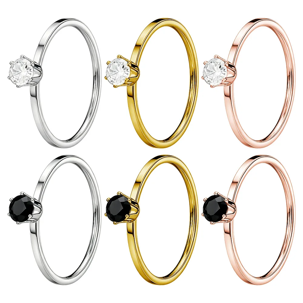 Zirkon-Edelstahlring Unisex Schlanke Breite 1,2MM IP-Beschichtet Japanisch-Koreanischer Stil Mode-Accessoire Kein Verblassen – Detail 1
