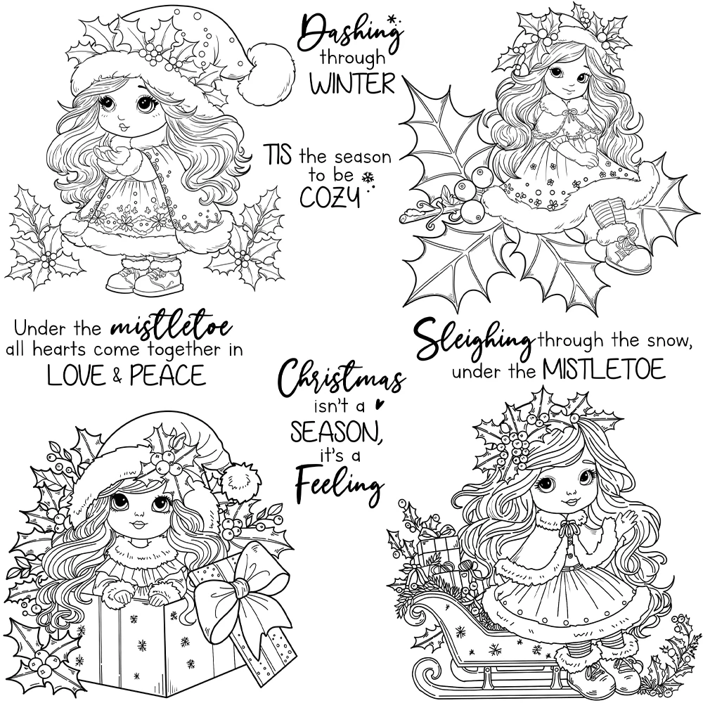 Mangocraft Christmas Series Girl Fairy Cutting Dies Clear Stamp DIY Scrapbooking Metal Dies Silicone Stamp For Cards Album Decor