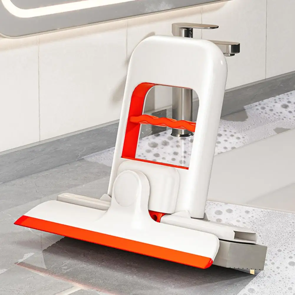Lightweight Mop Replaceable Mop Head Desktop Mini Folding Mop with One-handed Squeeze Handle Replaceable Cotton Head Groove