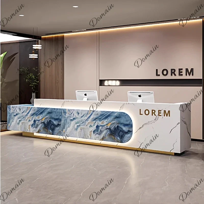 XX 120 140 160 180 200 220 240 260 280 300cm Company Marble Front Desk Customer Center Reception Desk Bureaux De Travail Furnitu