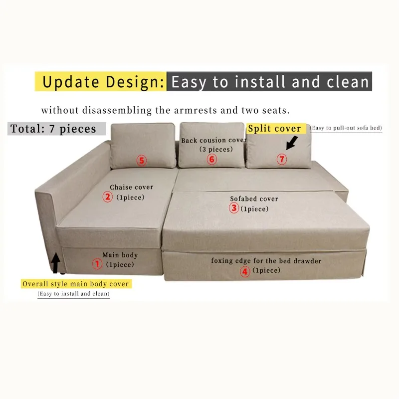 Protective L-Shaped Chaise Lounge Sofa Cover, Slipcover Fits FRIHETEN Sofa