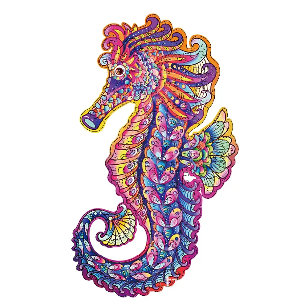 Colorful Seahorse Wooden Puzzle Personalized 3D Puzzle Adult Children's Gift Education Children's Toy Game