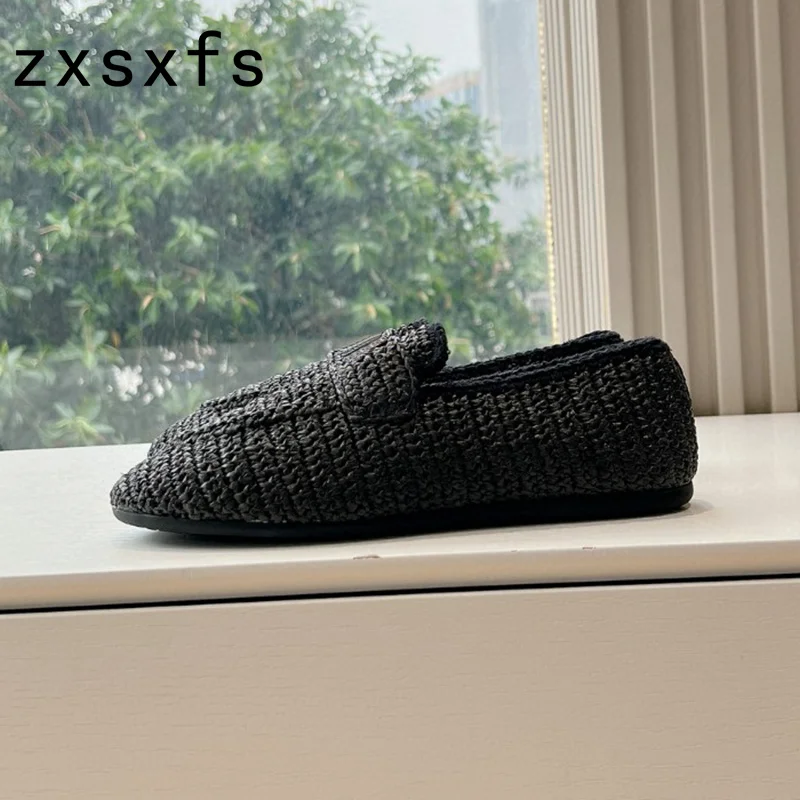 Cane Weave Flat Casual Shoes For Women Designer Slip On Loafers Spring Formal Dress Shoes Brand Ballet Flats Shoes