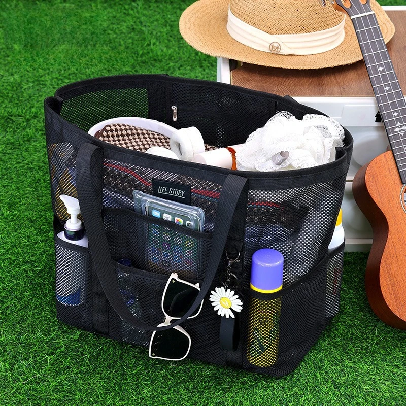 Large capacity beach bag Mesh Swimming bag, essential swimming swimsuit, toys, toiletries storage bag, quick drying shoulder bag