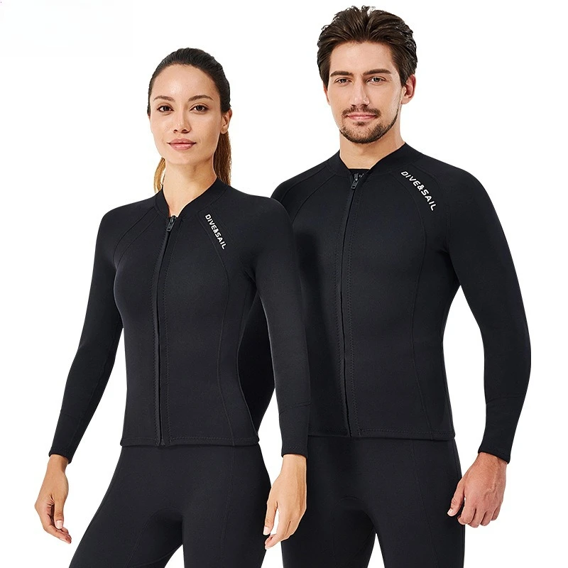 

New 2MM wetsuit split top long-sleeved snorkeling suit cold-proof and warm wetsuit large size surf suit