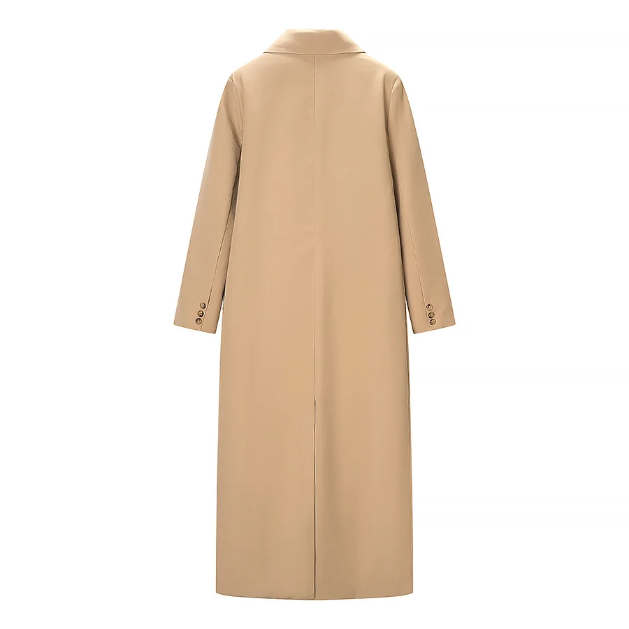 Długi płaszcz damski JNLEAOG, modny, uniwersalny krój, nowość na jesień, prosty krój, włókno poliestrowe, zapinany na jeden guzik.
