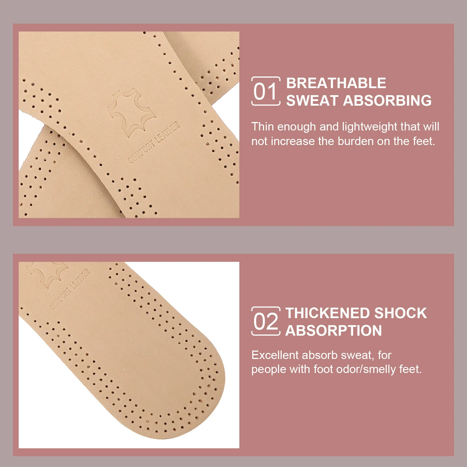 

Breathable Insoles Absorb Sweat Absorption Replacement Inner Soles Shoes Insole Pads - Size 45-46 (Brown)
