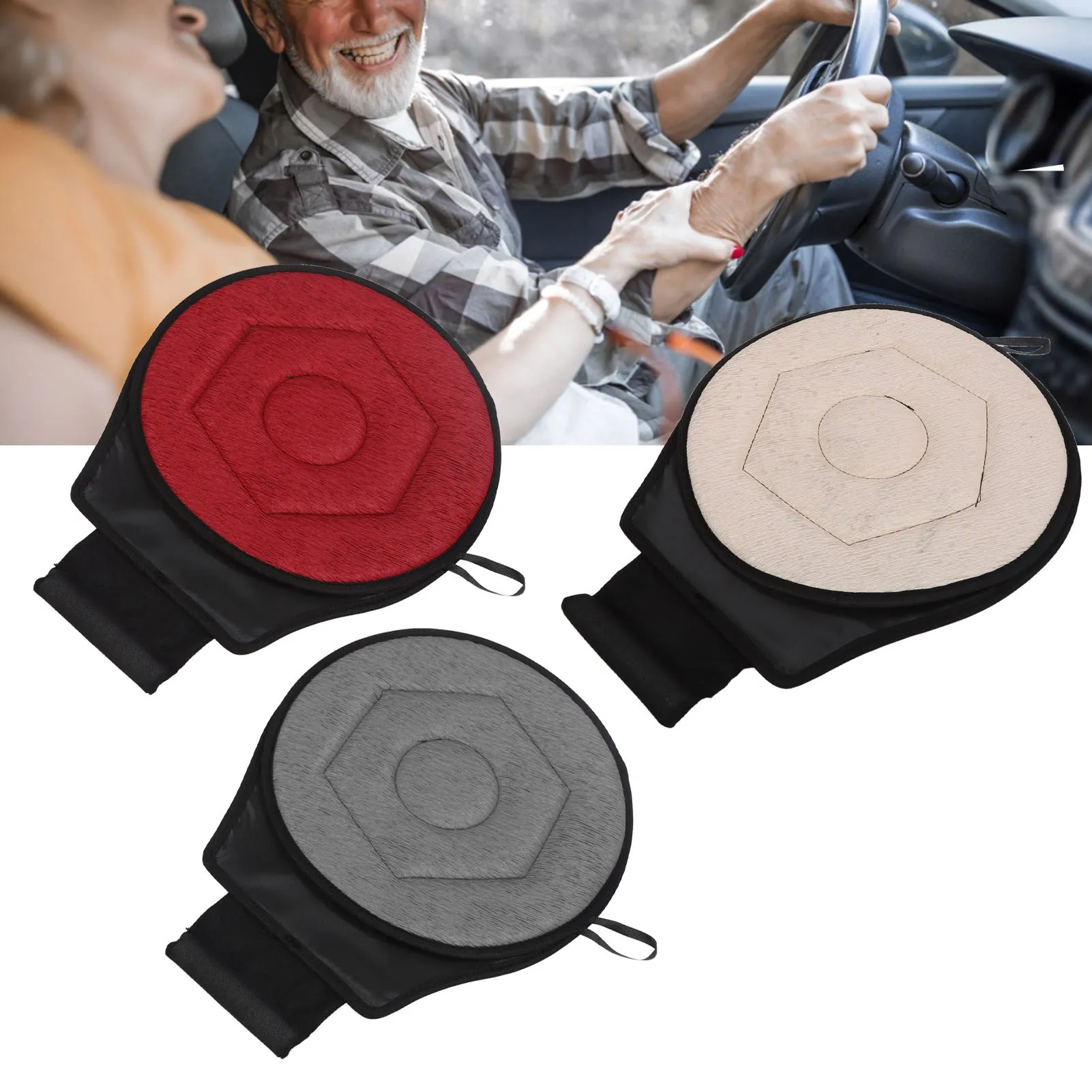 وسادة سيارة مستديرة تدور 360 درجة على شكل هندسي معيني وسادة مقاعد دوارة محمولة لكبار السن وسادة دوارة