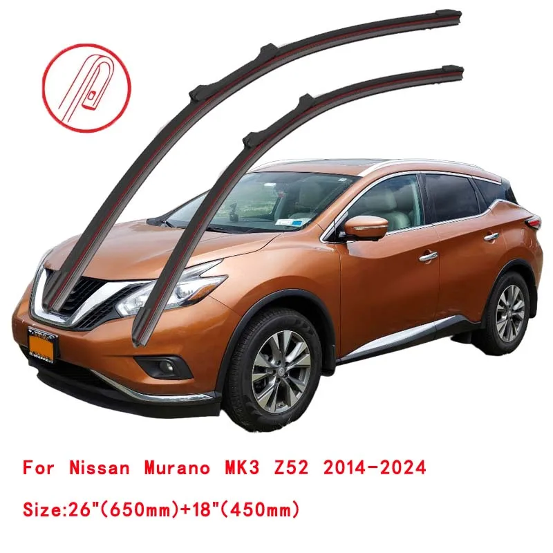 For Nissan Murano SUV Z50 Z51 Z52 2003 2007 2008 2010 2014 2016 2019 2020 2022 Car Brushes Double Rubber Windshield Wiper Blades