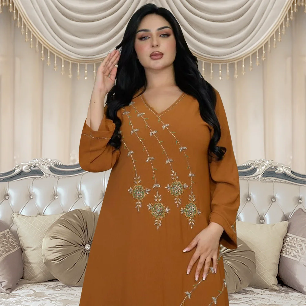 Eid Mubarak Djellaba Robe Maxi à capuche pour femmes diamants Abaya dubaï turquie caftan vêtements islamiques Robe arabe Robe Jalabiya