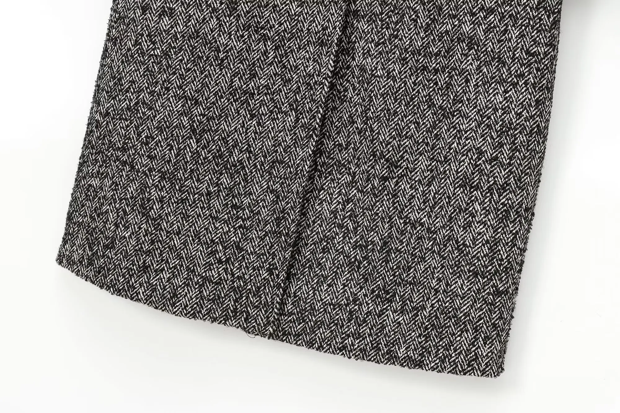 Abrigo de un solo pecho con estampado de espiga gris minimalista marchito, cortavientos gris Vintage, abrigo de invierno para mujer