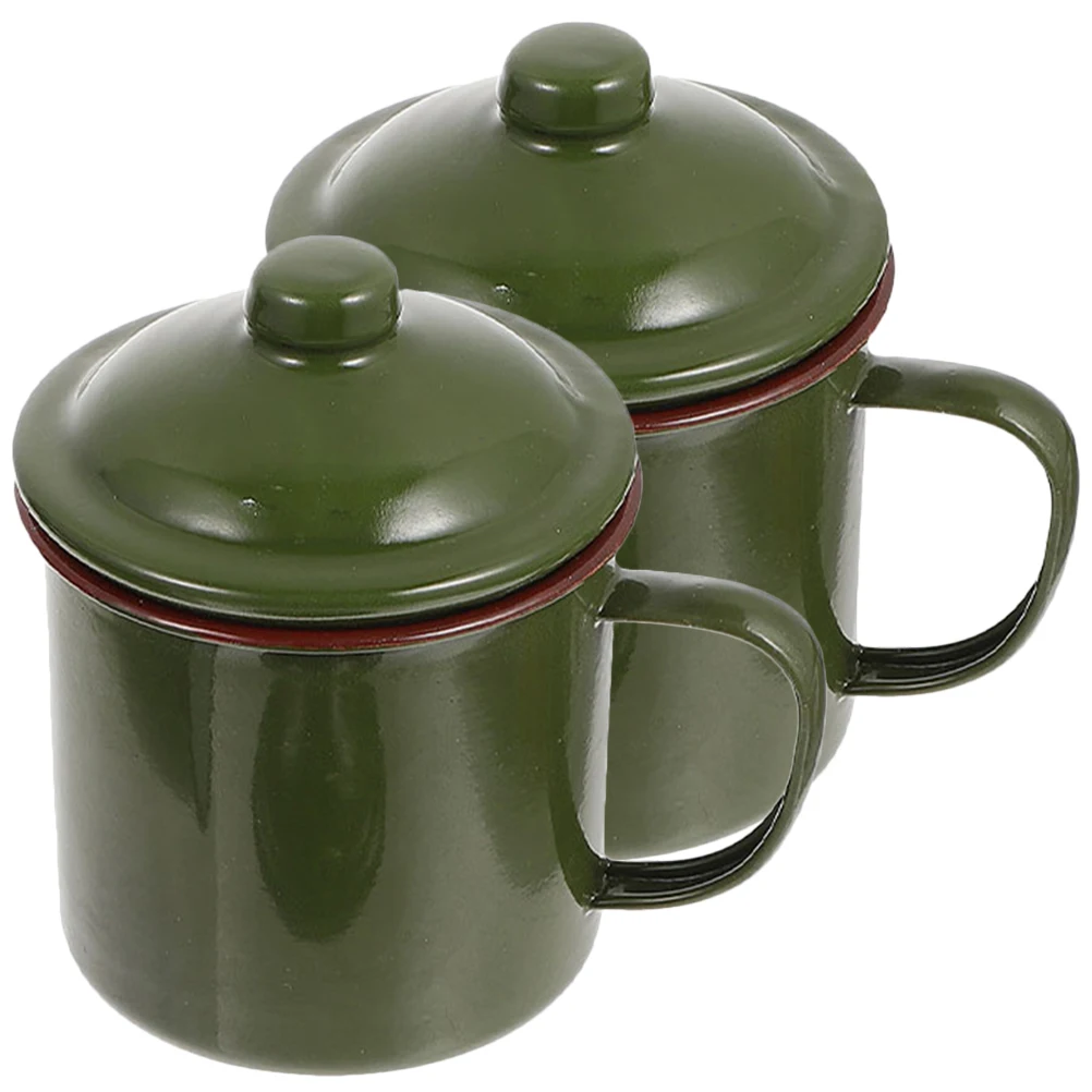 

Vintage Enamel Mug Coffee Reusable Camping Cups Outdoor Large Anti Slip Handle Retro Design Simple Style Multi Function Water