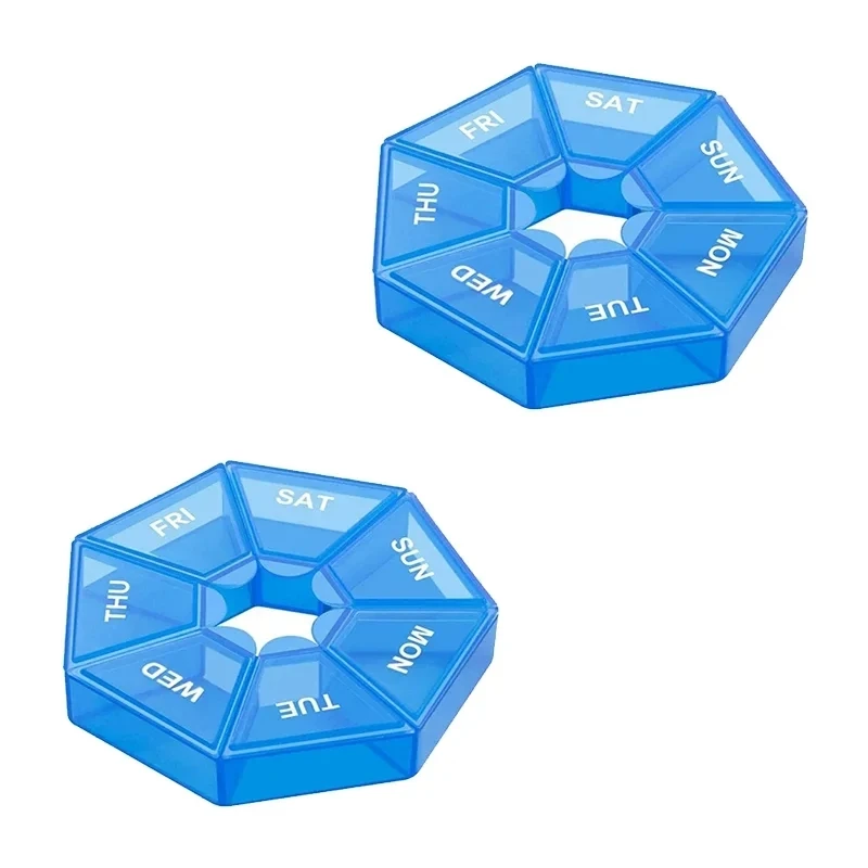 1/2PCS Daily Pill Cases Small Travel Weekly Pill Organizer Portable Pill Storage Containers 7 Days Organizer For Vitamin C597