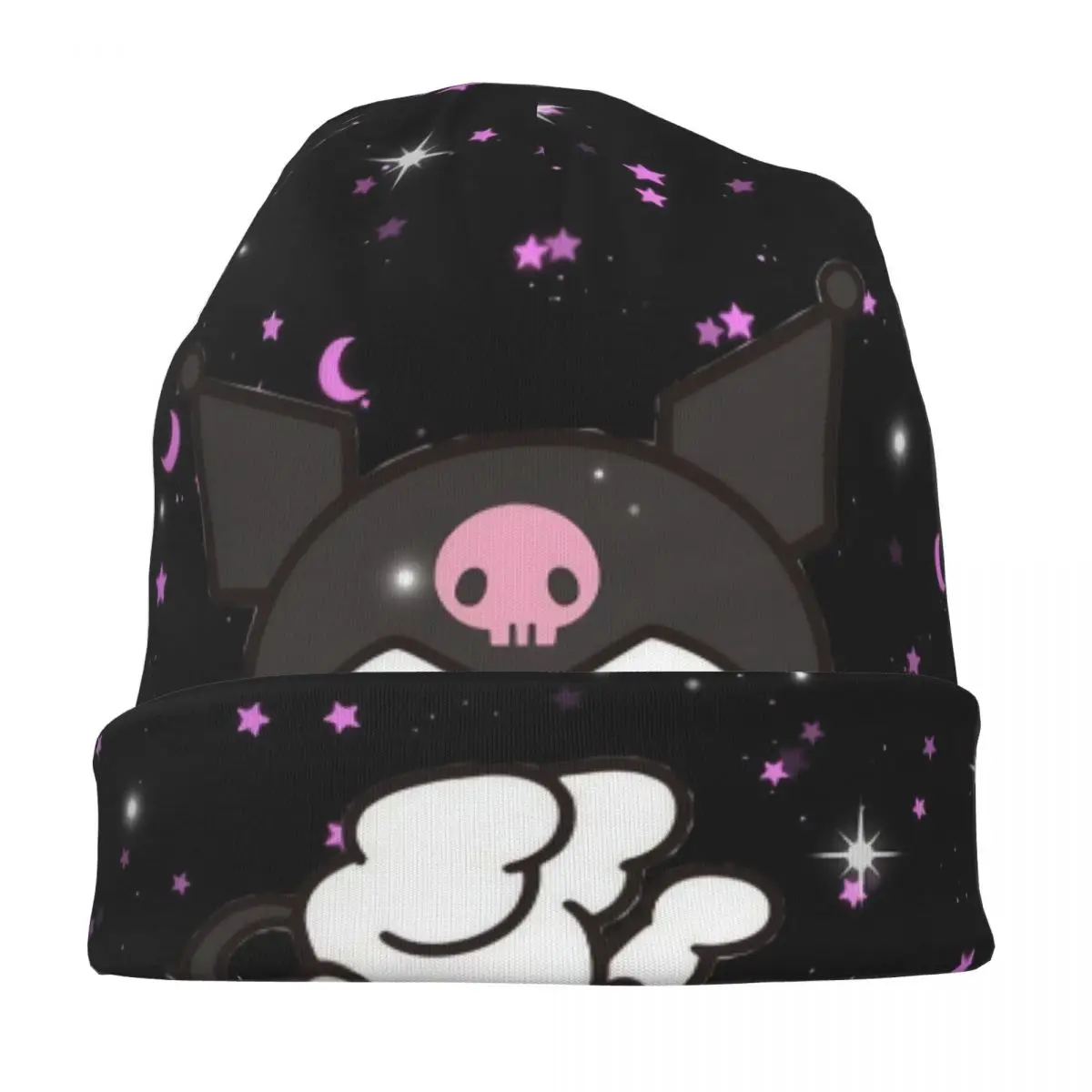 Style japonais Kuromi Skullies bonnets chapeaux Anime décontracté hommes femmes casquettes d'extérieur chaud tête enveloppement Bonnet chapeau