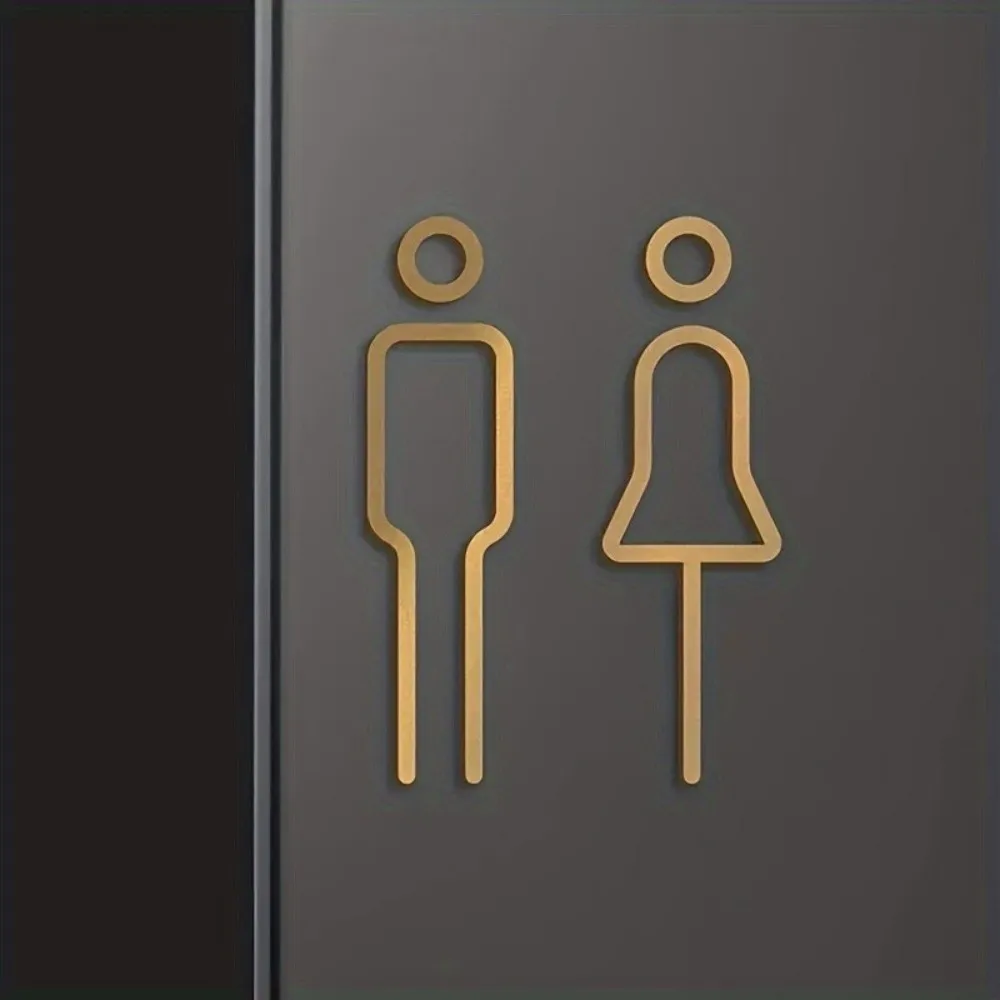 Fashion Black Gold Color Toilet Sign Plate Brass Wash Room Door Wall Label Sticker Wc Holder Signage Board