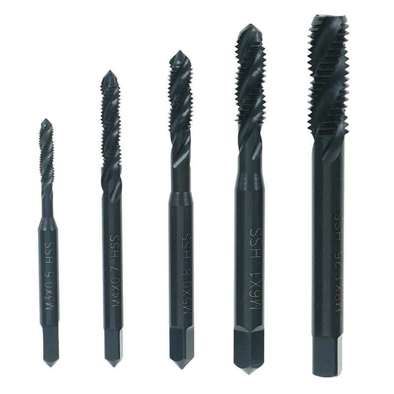 

5PCS HSS Machine Screw Thread Metric Plug Tap Drill Set M3 M4 M5 M6 M8