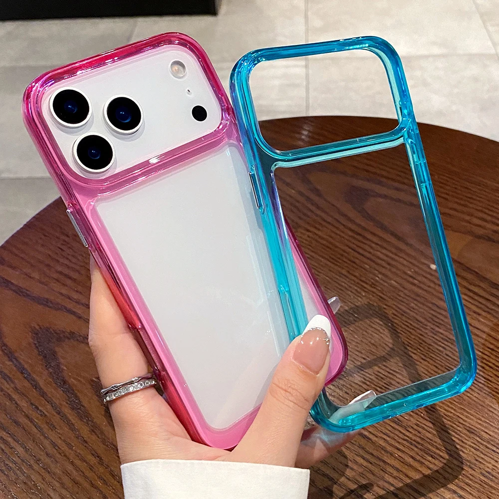 

Simple Shockproof Frame Clear Phone Case for IPhone 11 12 13 14 16 15 17 Pro Max Air 16 Plus Protective Bumper Back Cover Case
