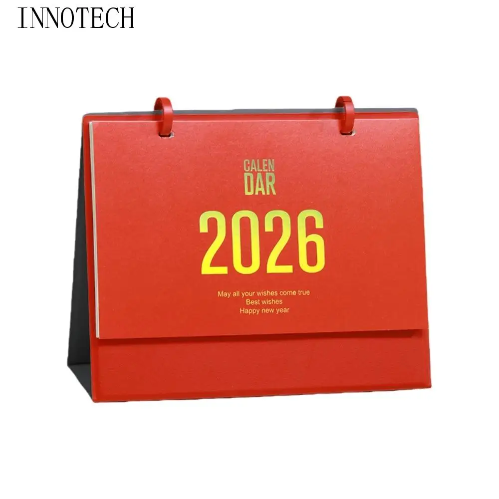 

Настольный календарь в китайском стиле на 2026 год, дисплей даты на катушке, ежемесячный планировщик, простой флип-календарь из искусственной кожи