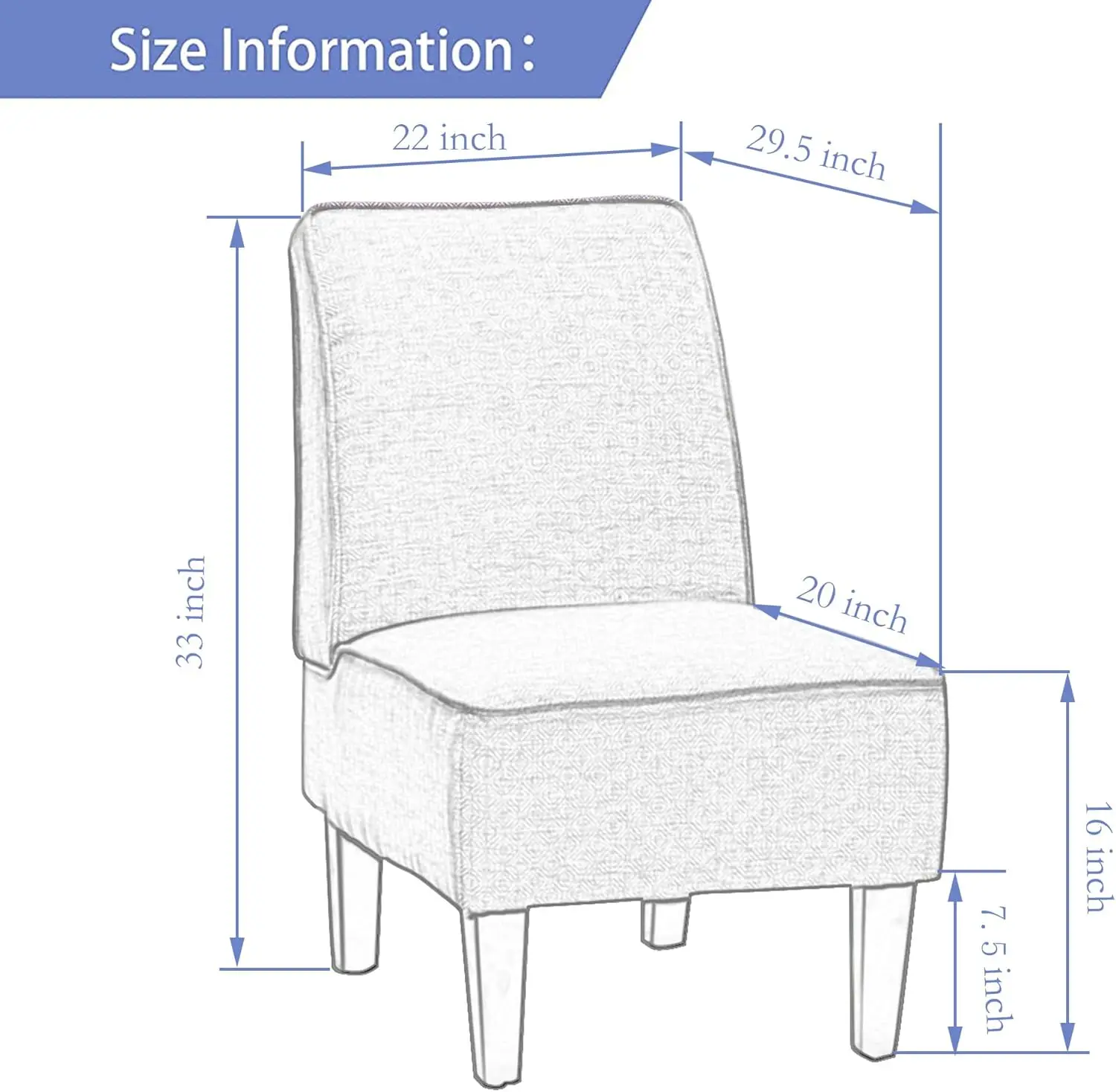 Accent Juego de 2 tapizados para sala de estar, dormitorio lateral sin brazos con respaldo curvo y patas de madera